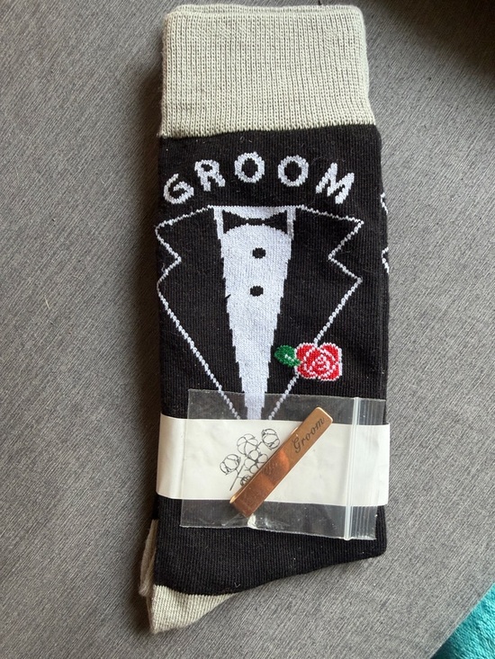 Other - Groom Tuxedo Crew Socks and Groom Tie Clip